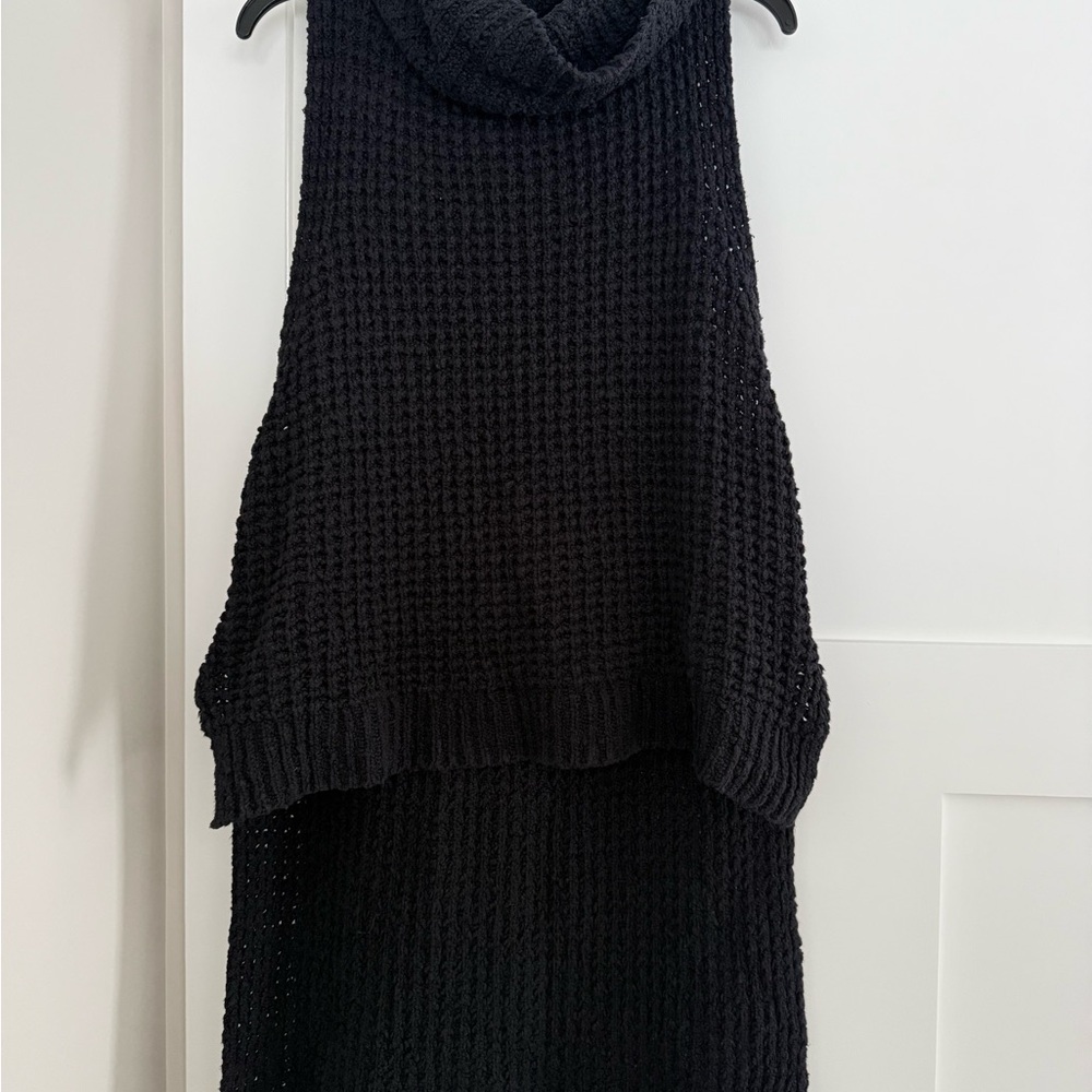 Free People Black Cowl Neck Sweater